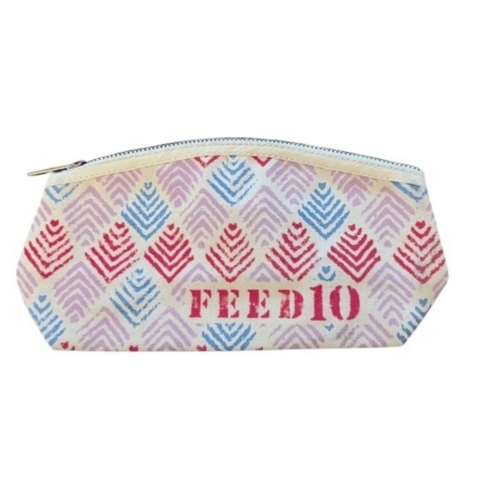 NEW Clarins Feed 10 Canvas Print Cosmetic Makeup Bag Pouch Zipper Case